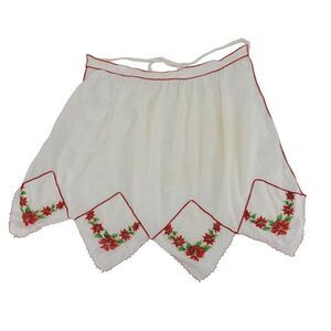 Handmade‎ Vintage Chrysanthemum Handkerchief Rick Rack Holiday Apron Christmas